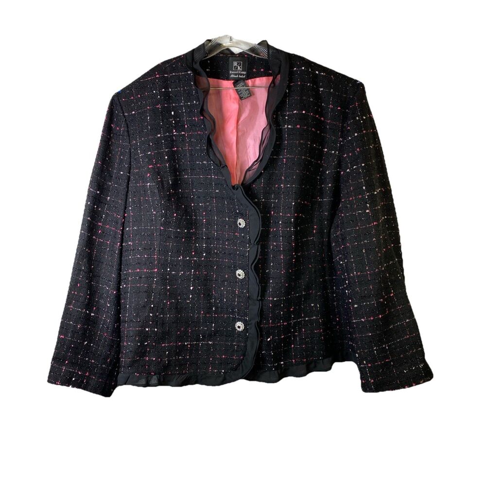Vintage Russell Kemp - Plus Size 34W - Ruffle Rhinestone  Button Glam Jacket